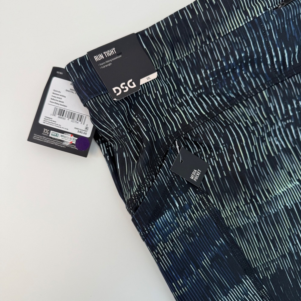 DSG Women's Run Tight Leggings Black Blue‎ Abstract Print Full Length Size XXL